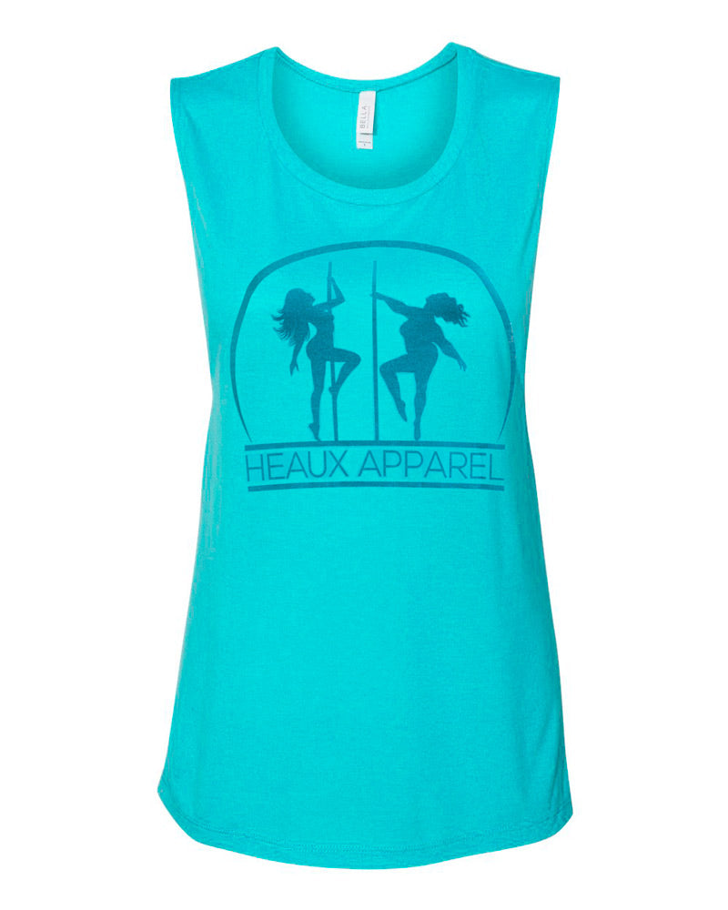 Heaux Apparel Muscle Tank Top Teal w/ Teal Logo