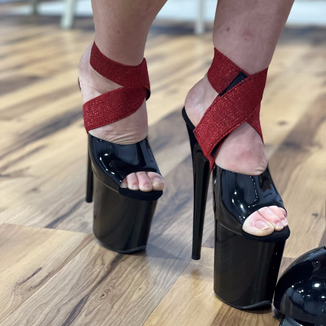Heel Binds - Red Glitter