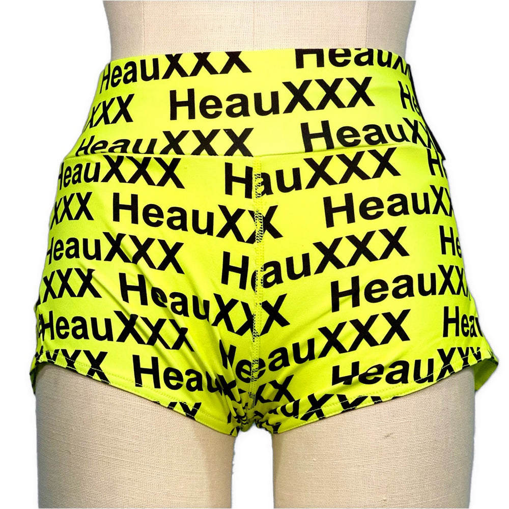 HeauXXX Cutout Shorts Caution Tape