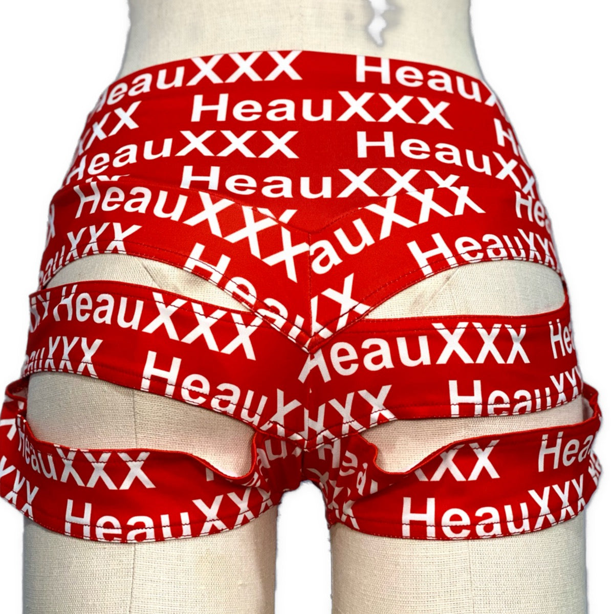 HeauXXX Cutout Shorts Red w/ White