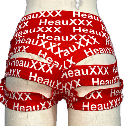 HeauXXX Cutout Shorts Red w/ White