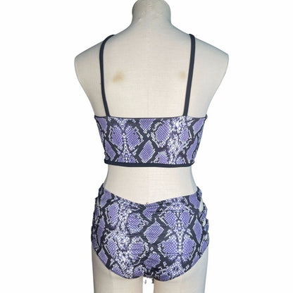 High Neck Top - Purple Snake Skin