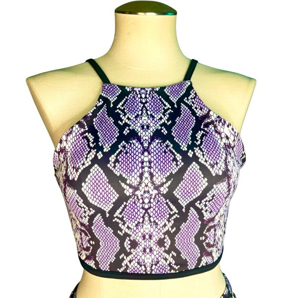 High Neck Top - Purple Snake Skin