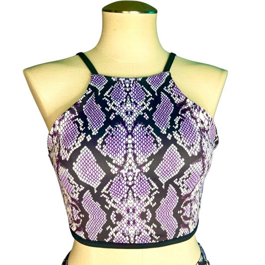High Neck Top - Purple Snake Skin