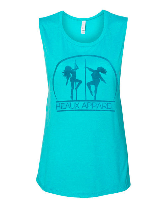 Heaux Apparel Muscle Tank Top Teal w/ Teal Logo