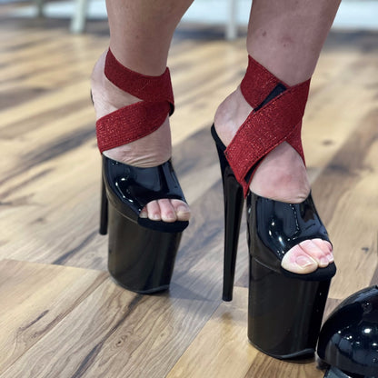 Heel Binds - Red Glitter