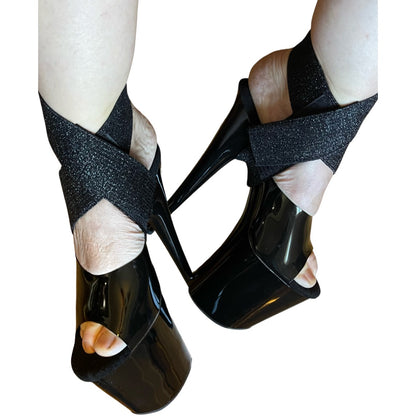 Heel Binds - Black Glitter