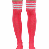 Rhinestone Knee High Football Socks - Pink