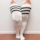 Thunda Thighs - White w/ Black Stripes