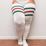 Thunda Thighs - White w/ Green & Red Stripes