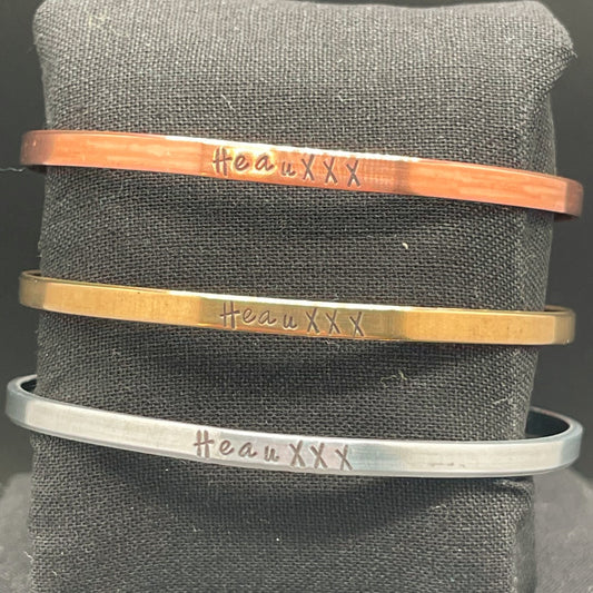 HeauXXX Stamped Cuff Bracelet 1/8"