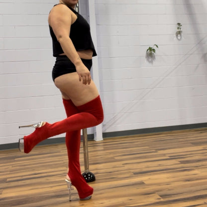 Velvet Thigh Highs - Red