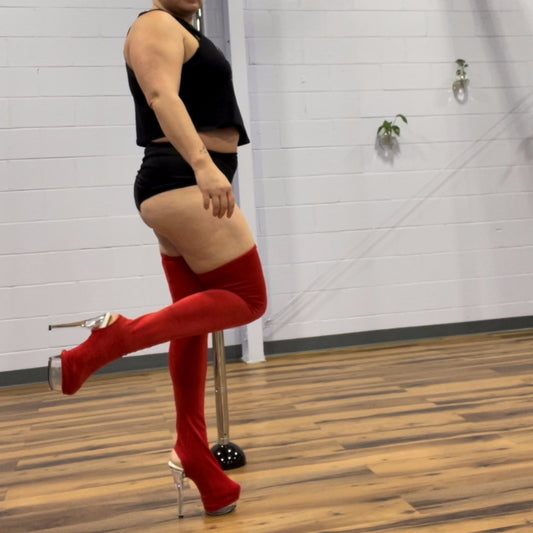 Velvet Thigh Highs - Red